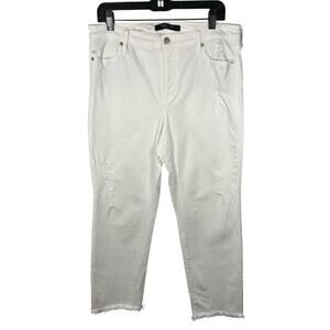 Liverpool The Cropped Straight Bone White Bite Denim Jeans Women's 12